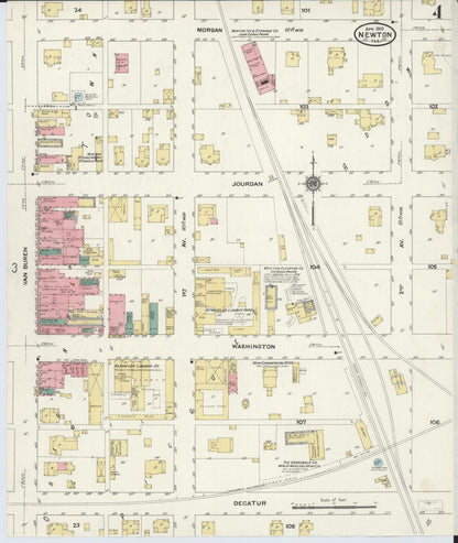 Sanborn Fire Insurance Map from Newton, Jasper County, Illinois (1910), Sheet #0004 - Historic Sanborn Fire Insurance Map Print, vintage old map wall art, antique decor, genealogy gift, Illinois Illinois map