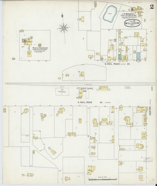 Sanborn Fire Insurance Map from Muldrow, Sequoyah County, Oklahoma (1896), Sheet #0002 - Historic Sanborn Fire Insurance Map Print, vintage old map wall art, antique decor, genealogy gift, Oklahoma Oklahoma map