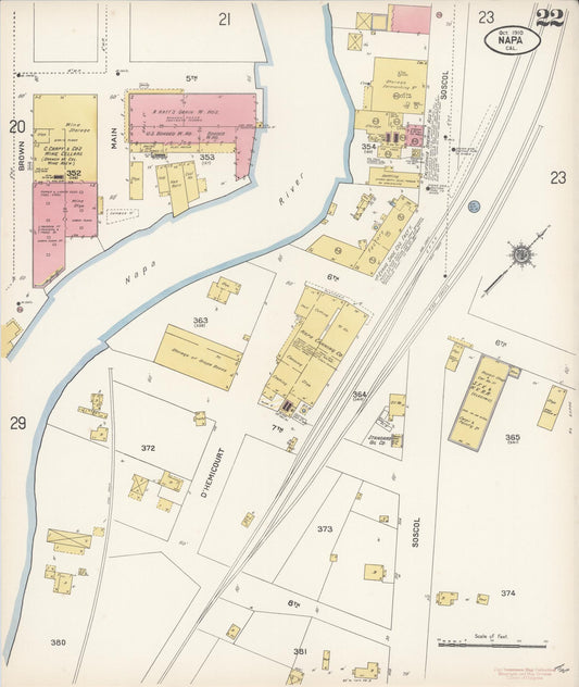 Sanborn Fire Insurance Map from Napa, Napa County, California (1910), Sheet #0022 - Historic Sanborn Fire Insurance Map Print, vintage old map wall art, antique decor, genealogy gift, California California map