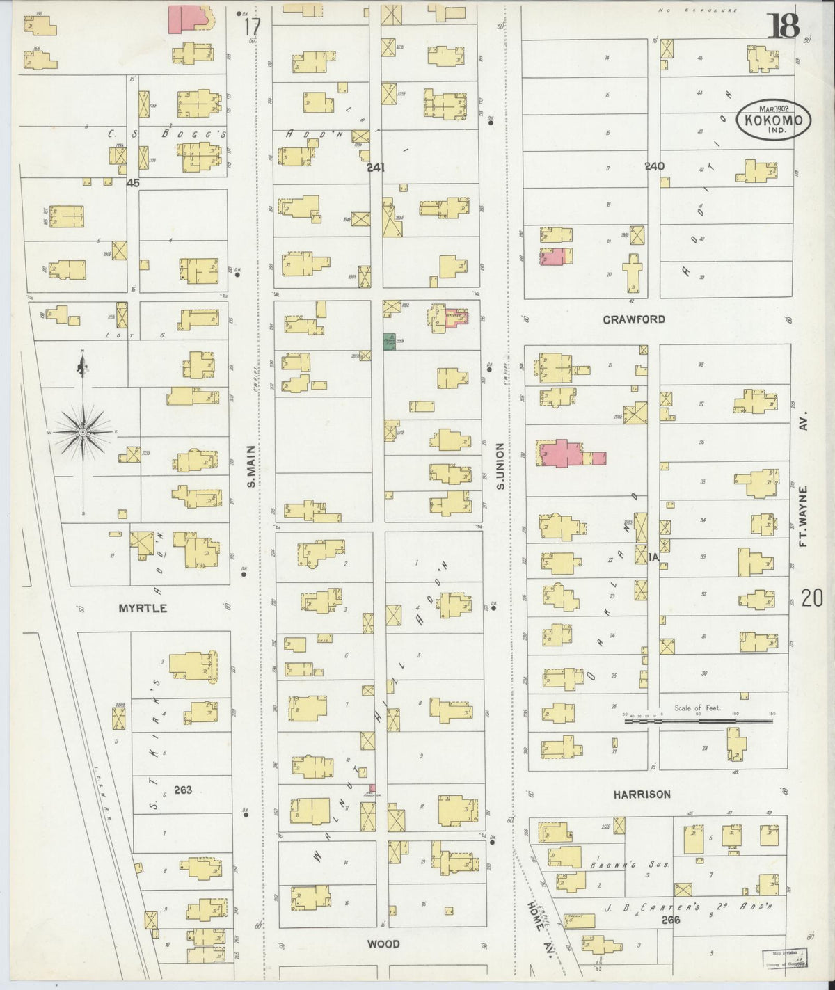 Sanborn Fire Insurance Map from Kokomo, Howard County, Indiana (1902), Sheet #0018 - Historic Sanborn Fire Insurance Map Print, vintage old map wall art, antique decor, genealogy gift, Indiana Indiana map