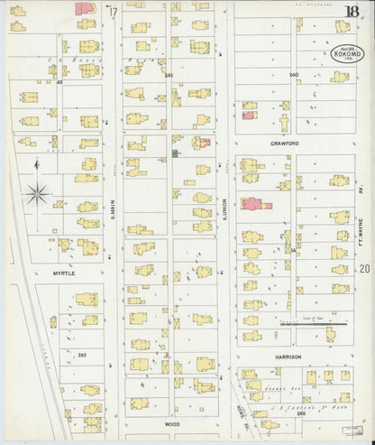 Sanborn Fire Insurance Map from Kokomo, Howard County, Indiana (1902), Sheet #0018 - Historic Sanborn Fire Insurance Map Print, vintage old map wall art, antique decor, genealogy gift, Indiana Indiana map