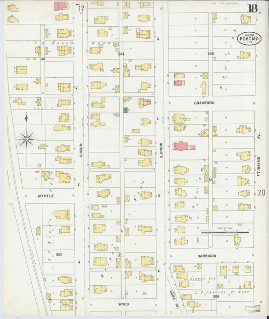Sanborn Fire Insurance Map from Kokomo, Howard County, Indiana (1902), Sheet #0018 - Historic Sanborn Fire Insurance Map Print, vintage old map wall art, antique decor, genealogy gift, Indiana Indiana map