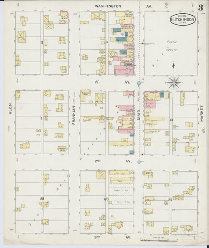 Sanborn Fire Insurance Map from Hutchinson, Mcleod County, Minnesota (1893), Sheet #0003 - Complete Map Set gallery image, historic Sanborn map, vintage wall art, Minnesota Minnesota