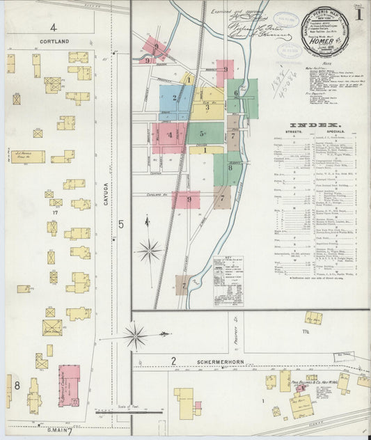 Sanborn Fire Insurance Map from Homer, Cortland County, New York (1898), Sheet #0001 - Complete Map Set gallery image, historic Sanborn map, vintage wall art, New York New York
