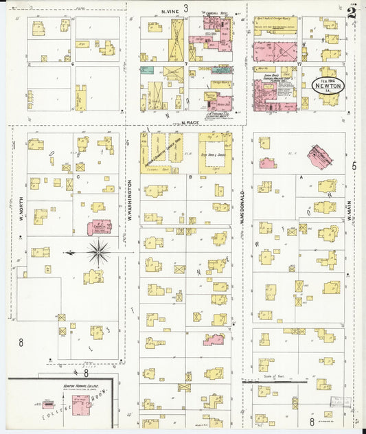 Sanborn Fire Insurance Map from Newton, Jasper County, Iowa (1906), Sheet #0002 - Historic Sanborn Fire Insurance Map Print, vintage old map wall art