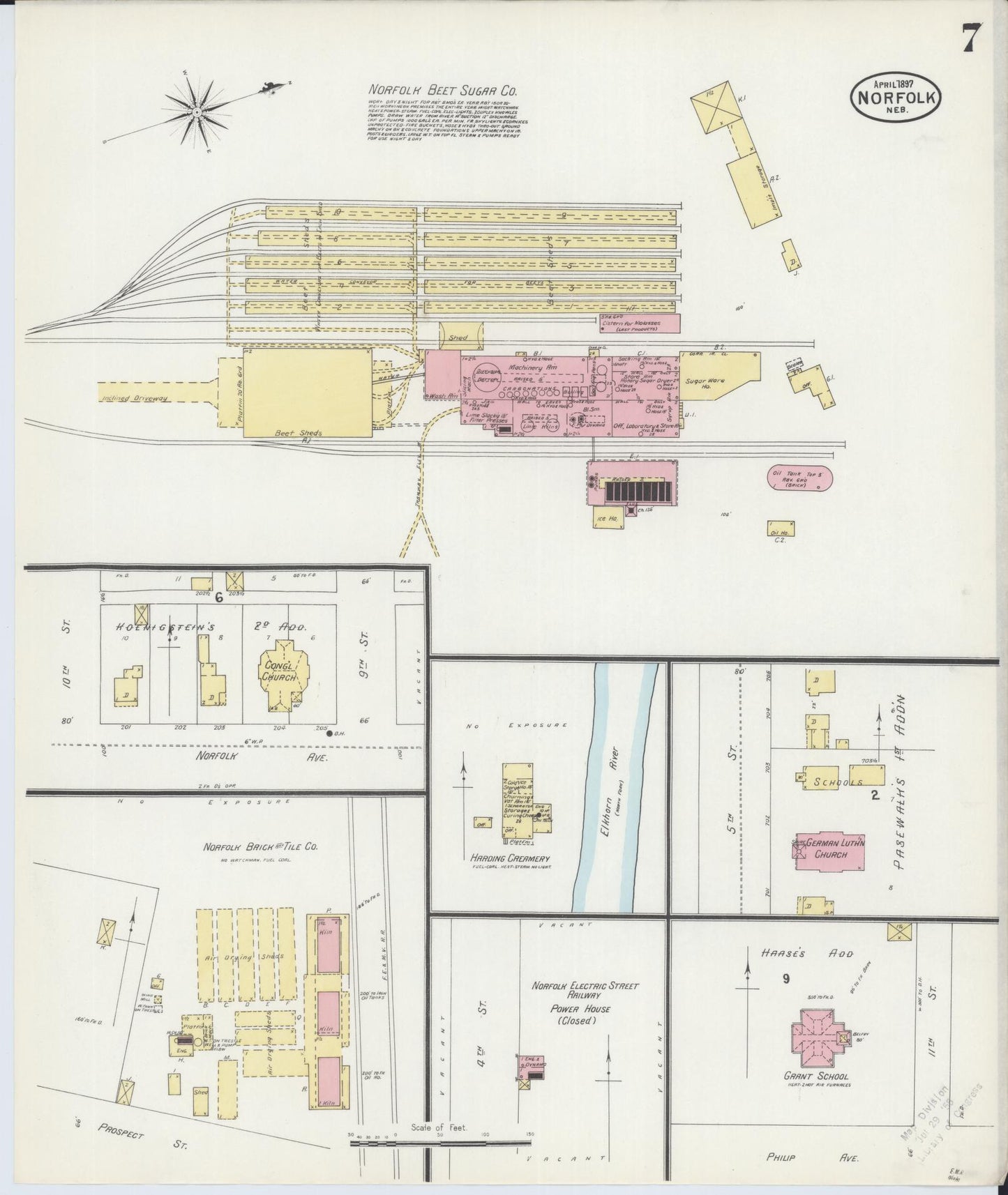Sanborn Fire Insurance Map from Norfolk, Madison County, Nebraska (1897), Sheet #0007 - Complete Map Set gallery image, historic Sanborn map, vintage wall art, Nebraska Nebraska