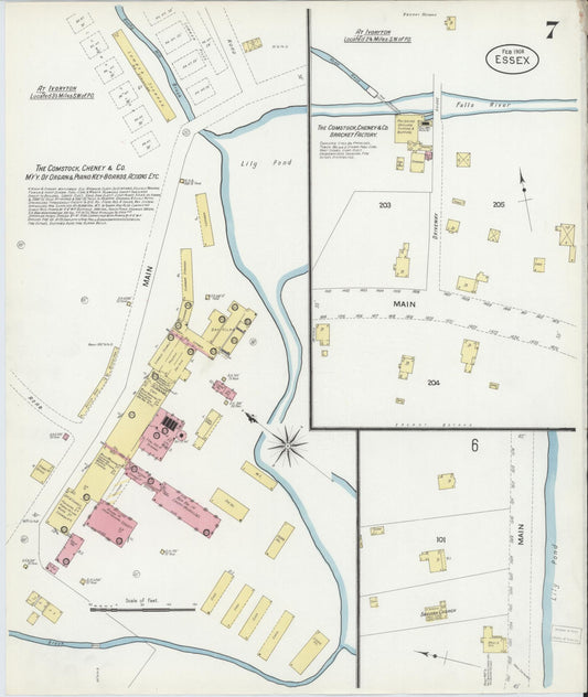 Sanborn Fire Insurance Map from Essex, Middlesex County, Connecticut (1908), Sheet #0007 - Historic Sanborn Fire Insurance Map Print, vintage old map wall art, antique decor, genealogy gift, Connecticut Connecticut map