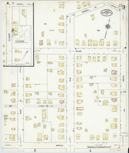 Sanborn Fire Insurance Map from Oneonta, Otsego County, New York (1910), Sheet #0003 - Historic Sanborn Fire Insurance Map Print, vintage old map wall art, antique decor, genealogy gift, New York New York map