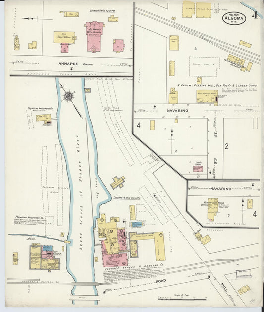 Sanborn Fire Insurance Map from Algoma, Kewaunee County, Wisconsin (1909), Sheet #0004 - Historic Sanborn Fire Insurance Map Print, vintage old map wall art, antique decor, genealogy gift, Wisconsin Wisconsin map
