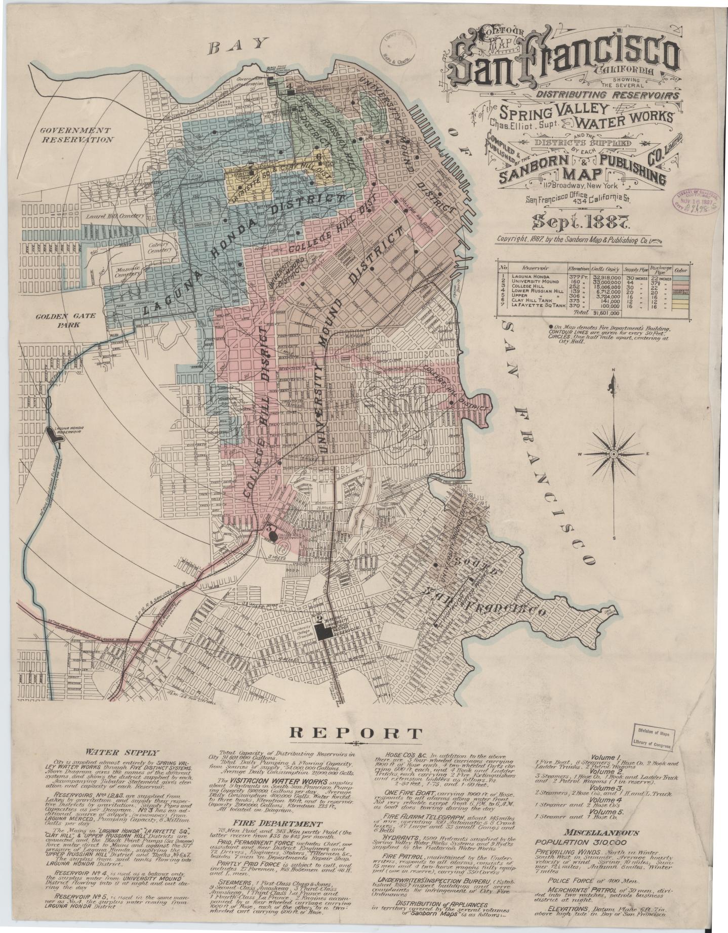 Sanborn Fire Insurance Map from San Francisco, San Francisco County, California (1887), Sheet #0001 - Complete Map Set gallery image, historic Sanborn map, vintage wall art, California California