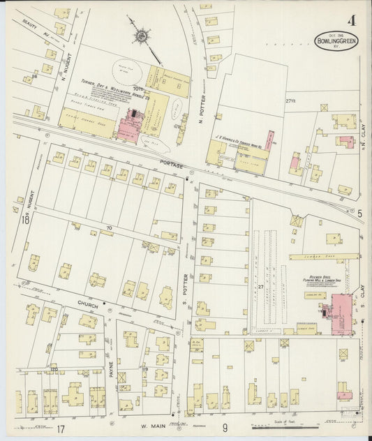 Sanborn Fire Insurance Map from Bowling Green, Warren County, Kentucky (1914), Sheet #0004 - Historic Sanborn Fire Insurance Map Print, vintage old map wall art, antique decor, genealogy gift, Kentucky Kentucky map