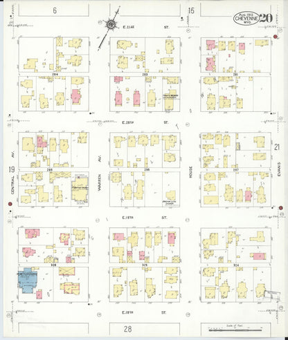 Sanborn Fire Insurance Map from Cheyenne, Laramie County, Wyoming (1912), Sheet #0020 - Complete Map Set gallery image, historic Sanborn map, vintage wall art, Wyoming Wyoming