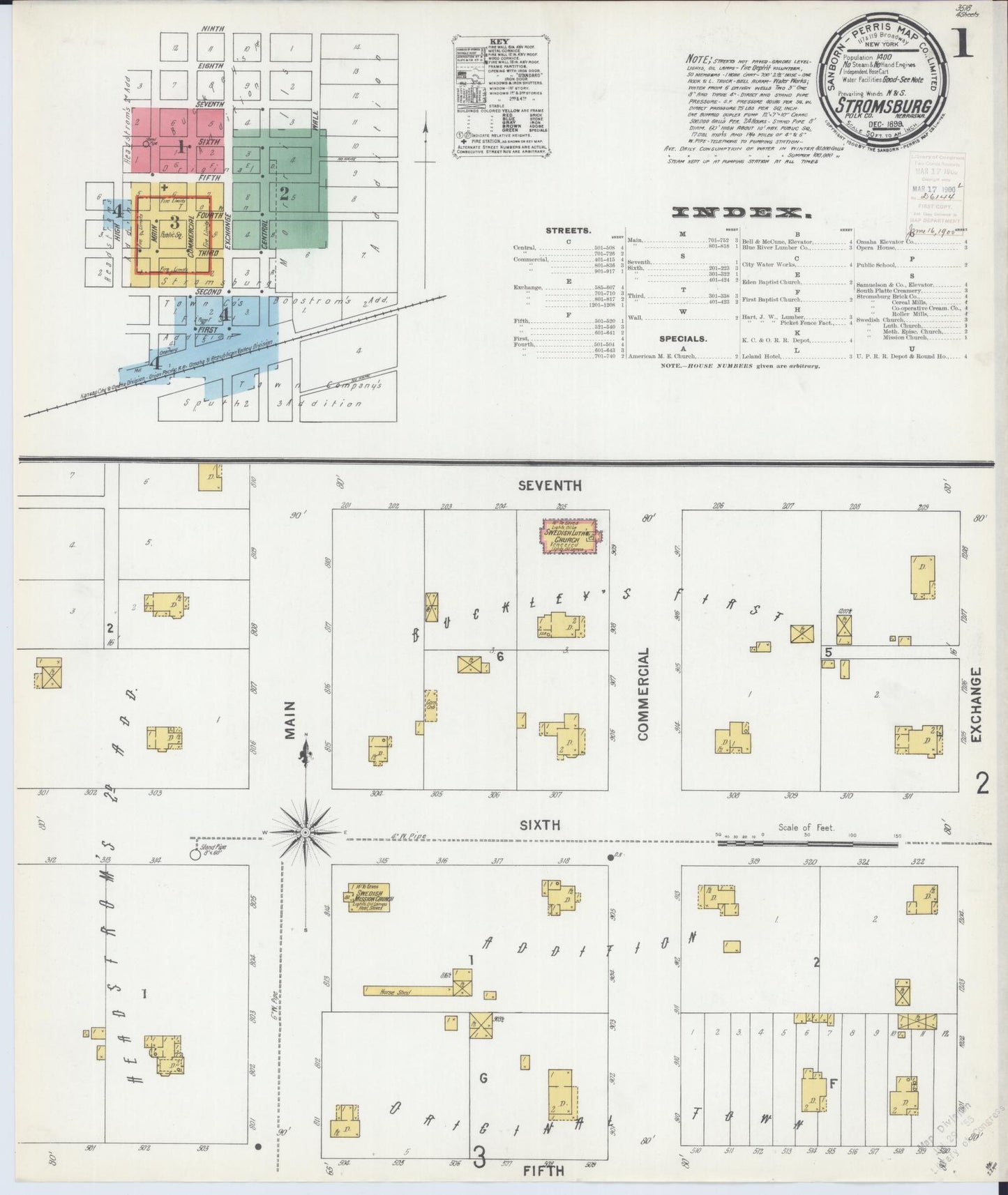 Sanborn Fire Insurance Map from Stromsburg, Polk County, Nebraska (1899), Sheet #0001 - Complete Map Set gallery image, historic Sanborn map, vintage wall art, Nebraska Nebraska