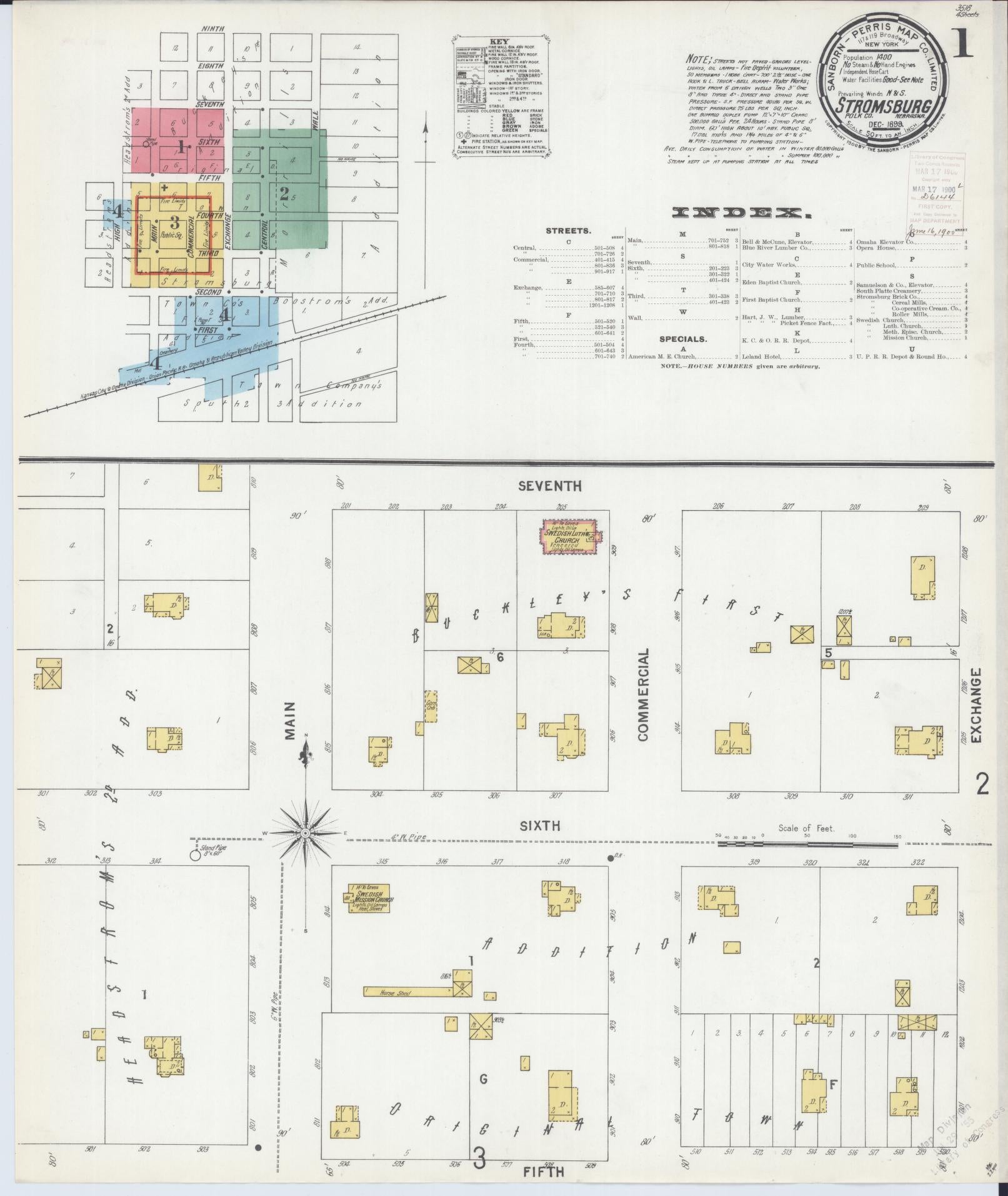 Sanborn Fire Insurance Map from Stromsburg, Polk County, Nebraska (1899), Sheet #0001 - Complete Map Set gallery image, historic Sanborn map, vintage wall art, Nebraska Nebraska