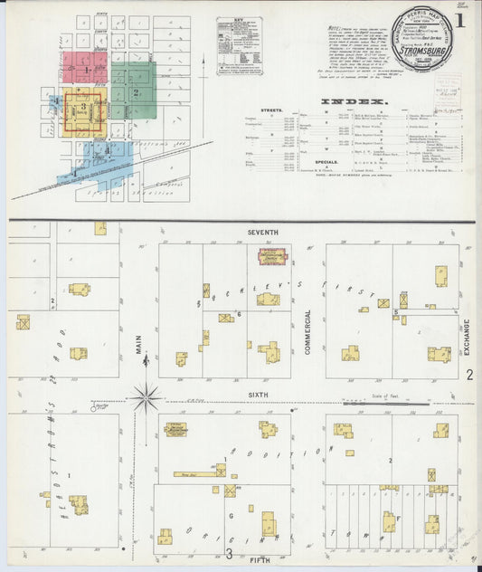 Sanborn Fire Insurance Map from Stromsburg, Polk County, Nebraska (1899), Sheet #0001 - Complete Map Set gallery image, historic Sanborn map, vintage wall art, Nebraska Nebraska