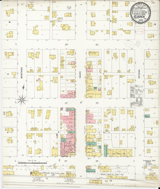 Sanborn Fire Insurance Map from Glidden, Carroll County, Iowa (1898), Sheet #0001 - Historic Sanborn Fire Insurance Map Print, vintage old map wall art