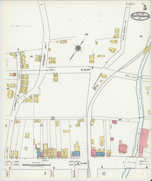 Sanborn Fire Insurance Map from Shippensburg, Cumberland And Franklin Counties, Pennsylvania (1921), Sheet #0005 - Historic Sanborn Fire Insurance Map Print, vintage old map wall art, antique decor, genealogy gift, Counties Pennsylvania map