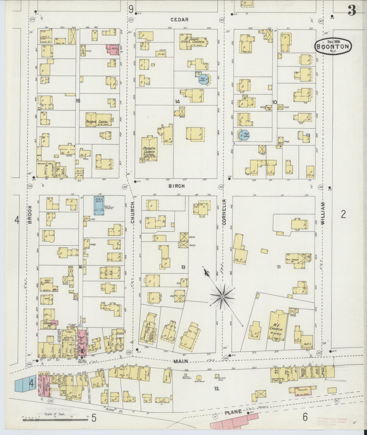 Sanborn Fire Insurance Map from Boonton, Morris County, New Jersey (1896), Sheet #0003 - Complete Map Set gallery image, historic Sanborn map, vintage wall art, New Jersey New Jersey