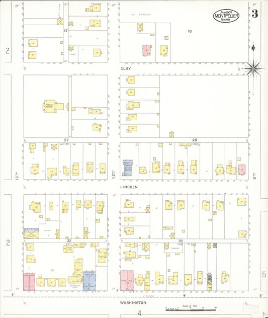 Sanborn Fire Insurance Map from Montpelier, Bear Lake County, Idaho (1907), Sheet #0003 - Historic Sanborn Fire Insurance Map Print, vintage old map wall art, antique decor, genealogy gift, Idaho Idaho map