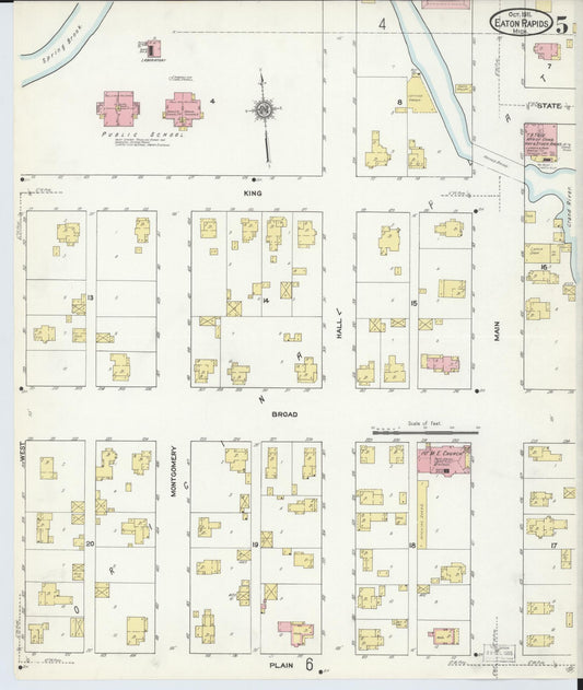 Sanborn Fire Insurance Map from Eaton Rapids, Eaton County, Michigan (1911), Sheet #0005 - Historic Sanborn Fire Insurance Map Print, vintage old map wall art, antique decor, genealogy gift, Michigan Michigan map