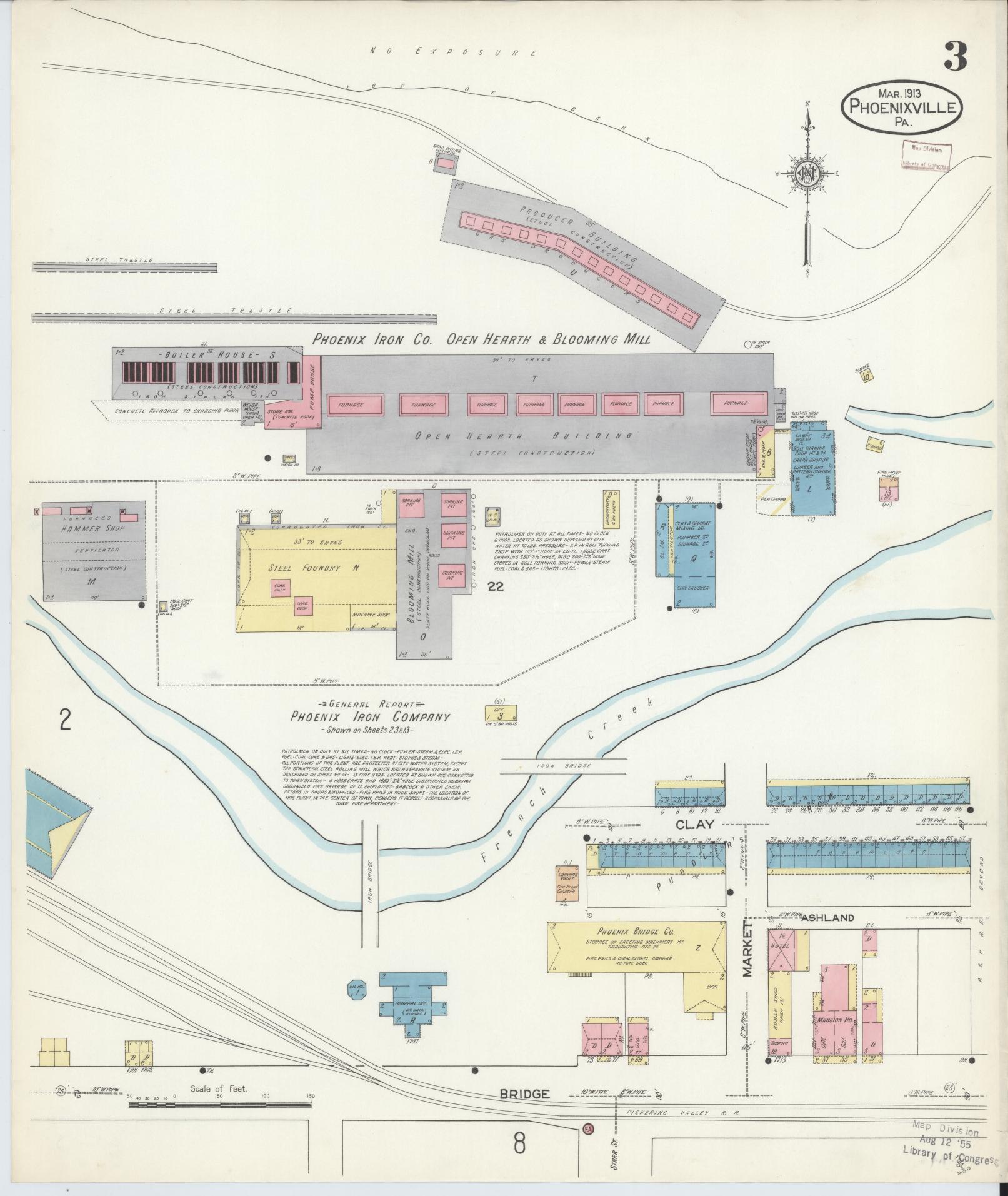 Sanborn Fire Insurance Map from Phoenixville, Chester County, Pennsylvania (1913), Sheet #0003 - Complete Map Set gallery image, historic Sanborn map, vintage wall art, Pennsylvania Pennsylvania