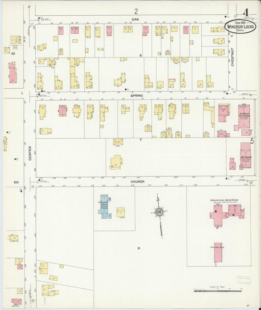 Sanborn Fire Insurance Map from Windsor Locks, Hartford County, Connecticut (1912), Sheet #0004 - Historic Sanborn Fire Insurance Map Print, vintage old map wall art, antique decor, genealogy gift, Connecticut Connecticut map