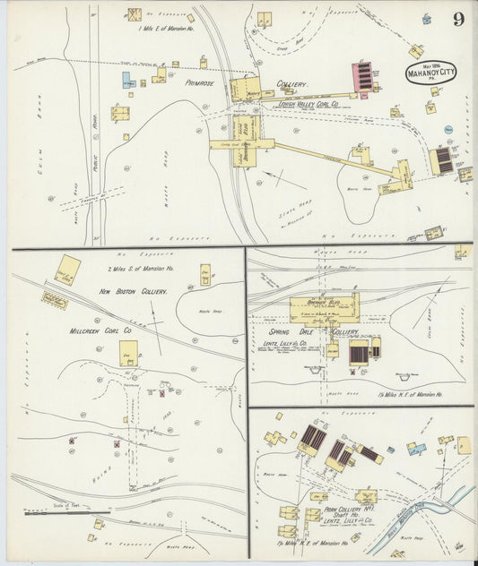 Sanborn Fire Insurance Map from Mahanoy City, Schuylkill County, Pennsylvania (1896), Sheet #0009 - Historic Sanborn Fire Insurance Map Print, vintage old map wall art, antique decor, genealogy gift, Pennsylvania Pennsylvania map