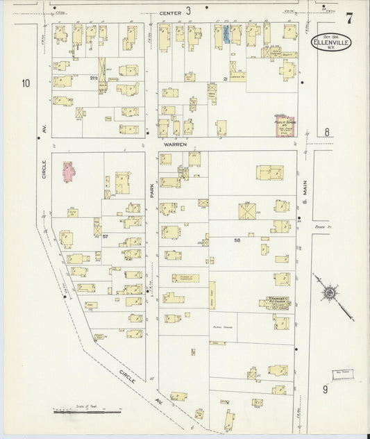 Sanborn Fire Insurance Map from Ellenville, Ulster County, New York (1914), Sheet #0007 - Historic Sanborn Fire Insurance Map Print, vintage old map wall art, antique decor, genealogy gift, New York New York map