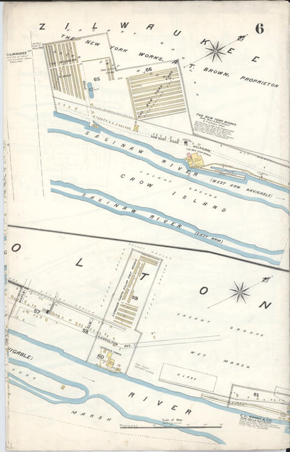 Sanborn Fire Insurance Map from Saginaw, Saginaw County, Michigan (1895), Sheet #0006 - Complete Map Set gallery image, historic Sanborn map, vintage wall art, Michigan Michigan