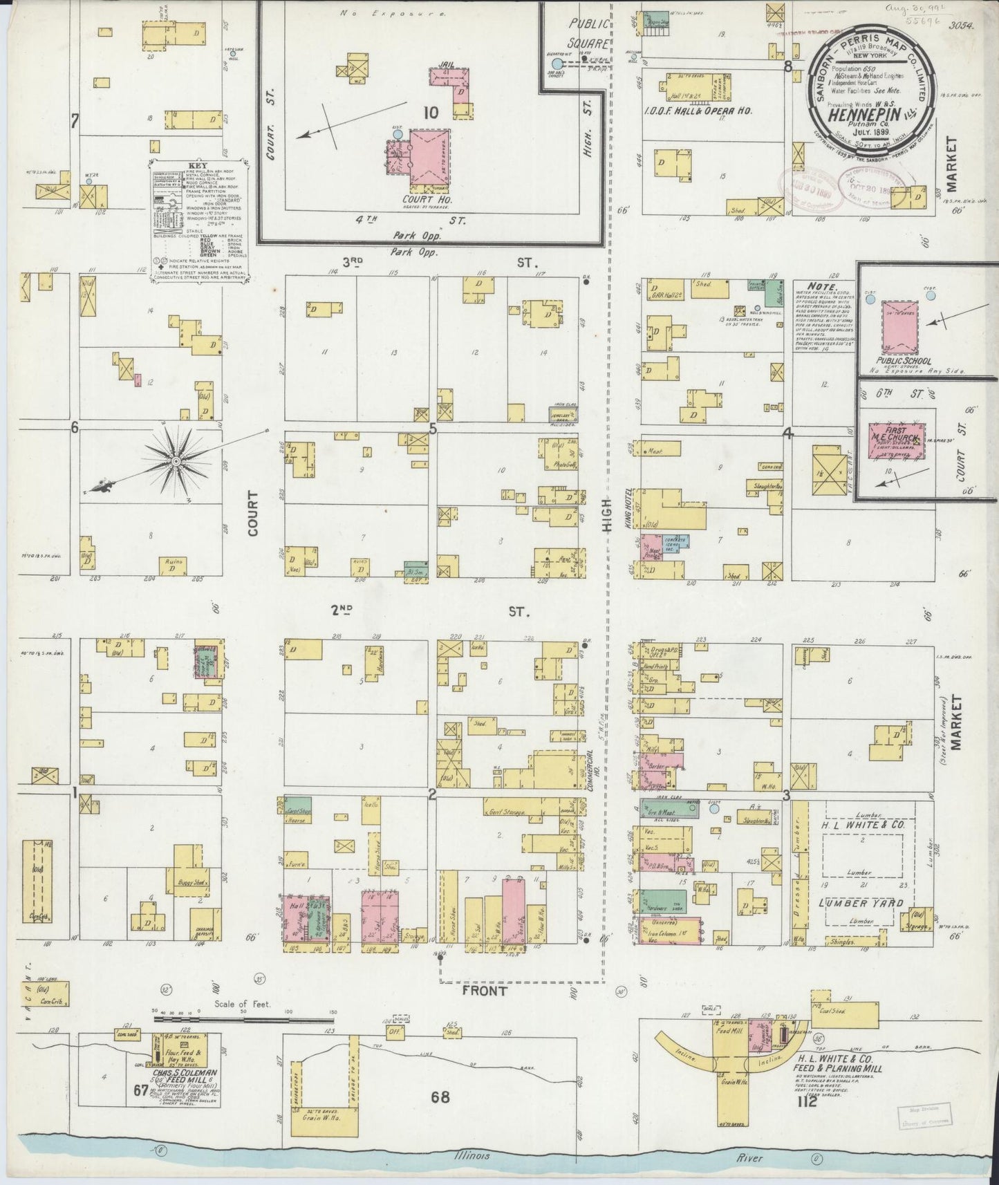 Sanborn Fire Insurance Map from Hennepin, Putnam County, Illinois (1899), Sheet #0001 - Historic Sanborn Fire Insurance Map Print, vintage old map wall art, antique decor, genealogy gift, Illinois Illinois map