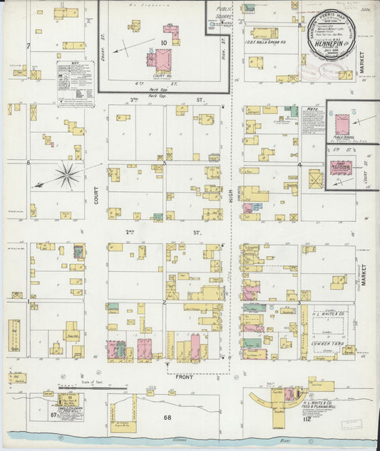 Sanborn Fire Insurance Map from Hennepin, Putnam County, Illinois (1899), Sheet #0001 - Historic Sanborn Fire Insurance Map Print, vintage old map wall art, antique decor, genealogy gift, Illinois Illinois map