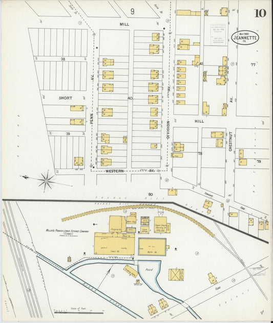 Sanborn Fire Insurance Map from Jeannette, Westmoreland County, Pennsylvania (1900), Sheet #0010 - Historic Sanborn Fire Insurance Map Print, vintage old map wall art, antique decor, genealogy gift, Pennsylvania Pennsylvania map