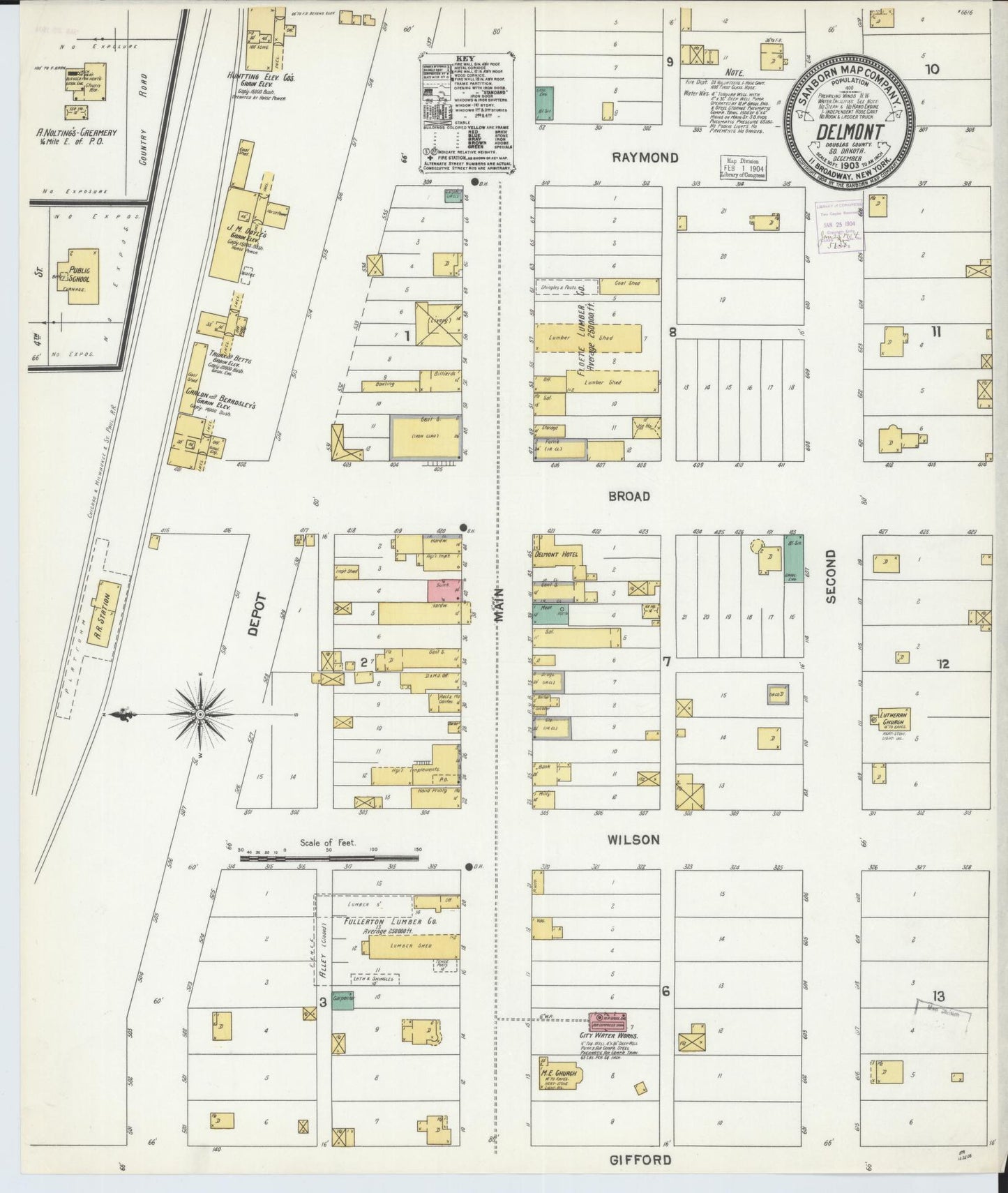 Sanborn Fire Insurance Map from Delmont, Douglas County, South Dakota (1903), Sheet #0001 - Historic Sanborn Fire Insurance Map Print, vintage old map wall art, antique decor, genealogy gift, South Dakota South Dakota map