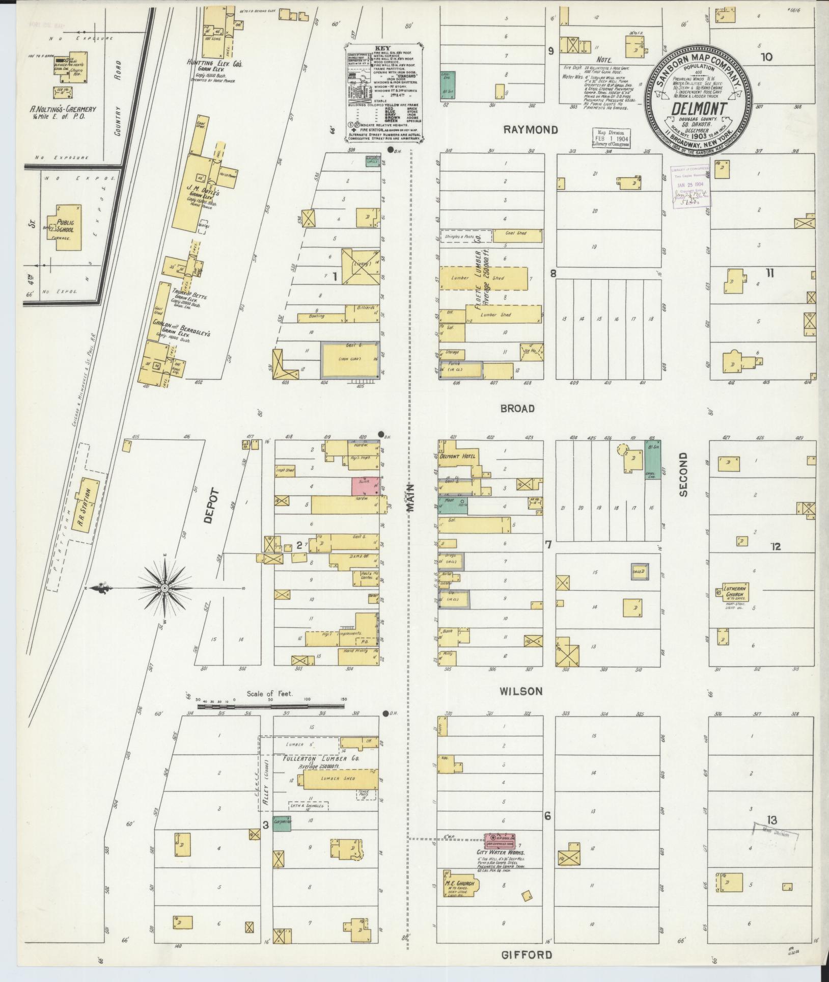 Sanborn Fire Insurance Map from Delmont, Douglas County, South Dakota (1903), Sheet #0001 - Historic Sanborn Fire Insurance Map Print, vintage old map wall art, antique decor, genealogy gift, South Dakota South Dakota map