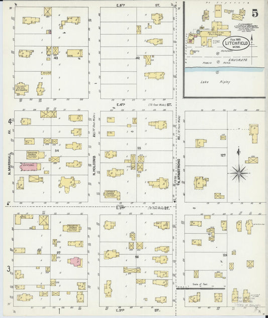 Sanborn Fire Insurance Map from Litchfield, Meeker County, Minnesota (1903), Sheet #0005 - Historic Sanborn Fire Insurance Map Print, vintage old map wall art, antique decor, genealogy gift, Minnesota Minnesota map