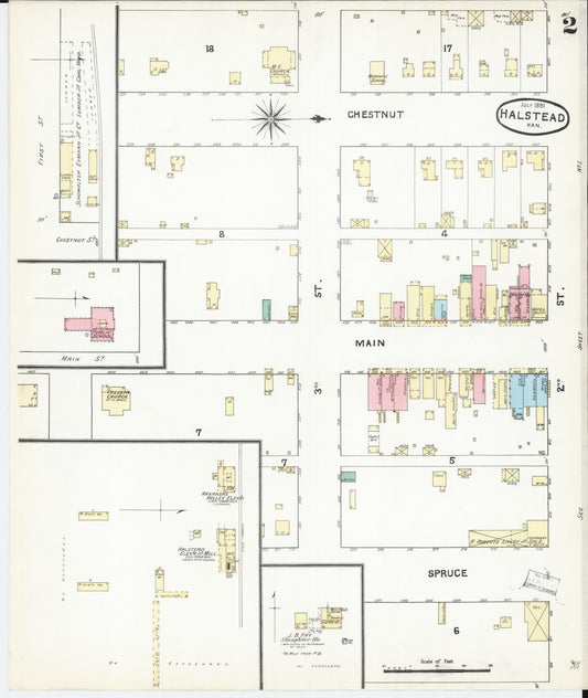 Sanborn Fire Insurance Map from Halstead, Harvey County, Kansas (1891), Sheet #0002 - Complete Map Set gallery image, historic Sanborn map, vintage wall art, Kansas Kansas