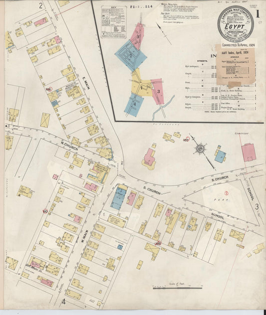 Sanborn Fire Insurance Map from Egypt, Lehigh County, Pennsylvania (1924), Sheet #0001 - Historic Sanborn Fire Insurance Map Print, vintage old map wall art, antique decor, genealogy gift, Pennsylvania Pennsylvania map