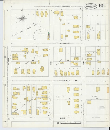 Sanborn Fire Insurance Map from Marquette, Marquette County, Michigan (1904), Sheet #0010 - Complete Map Set gallery image, historic Sanborn map, vintage wall art, Michigan Michigan
