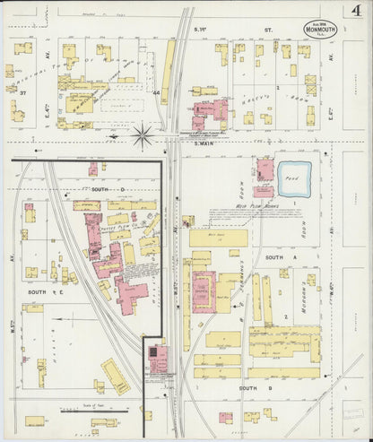 Sanborn Fire Insurance Map from Monmouth, Warren County, Illinois (1898), Sheet #0004 - Complete Map Set gallery image, historic Sanborn map, vintage wall art, Illinois Illinois