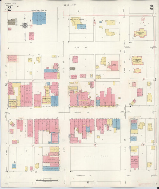 Sanborn Fire Insurance Map from Hebron, Thayer County, Nebraska (1944), Sheet #0002 - Historic Sanborn Fire Insurance Map Print, vintage old map wall art, antique decor, genealogy gift, Nebraska Nebraska map