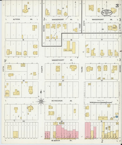 Sanborn Fire Insurance Map from De Queen, Sevier County, Arkansas (1904), Sheet #0003 - Complete Map Set gallery image, historic Sanborn map, vintage wall art, Arkansas Arkansas