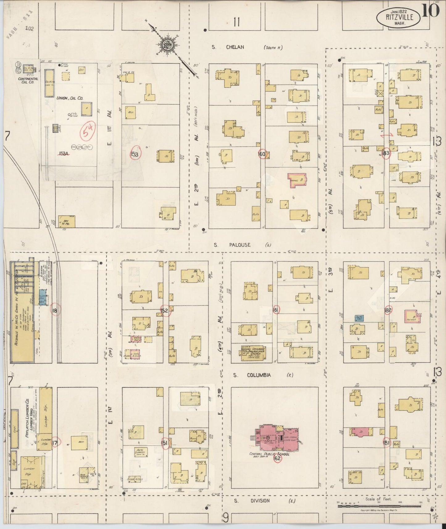Sanborn Fire Insurance Map from Ritzville, Adams County, Washington (1939), Sheet #0010 - Complete Map Set gallery image, historic Sanborn map, vintage wall art, Washington Washington