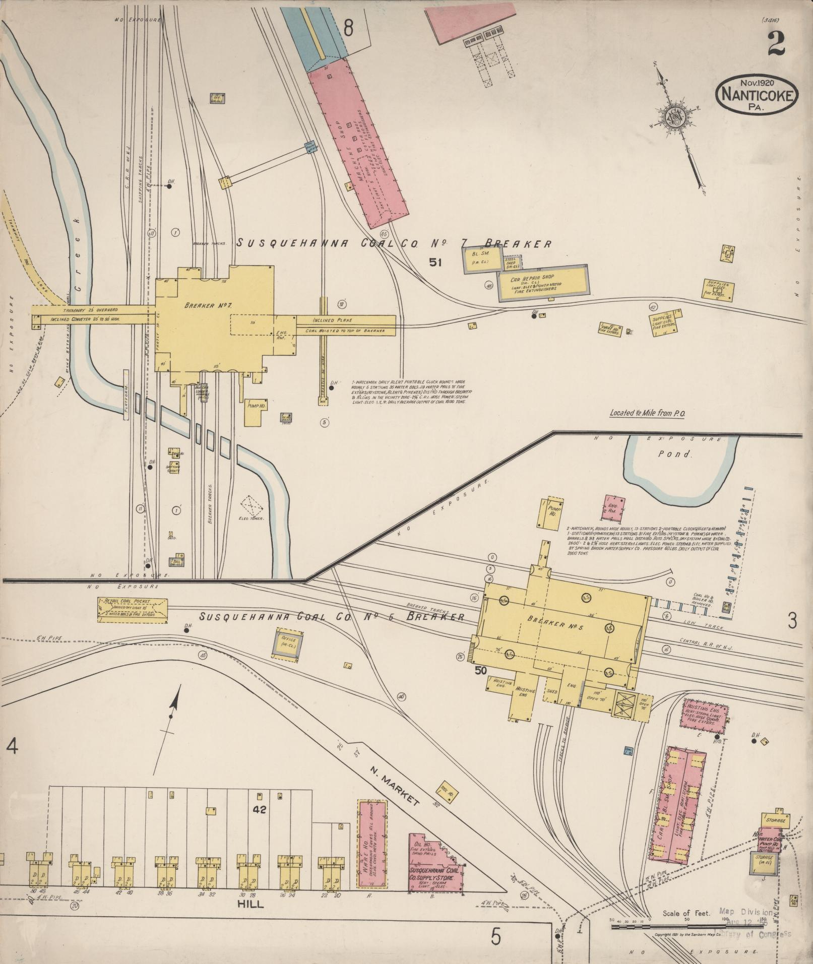 Sanborn Fire Insurance Map from Nanticoke, Luzerne County, Pennsylvania (1920), Sheet #0002 - Historic Sanborn Fire Insurance Map Print, vintage old map wall art, antique decor, genealogy gift, Pennsylvania Pennsylvania map