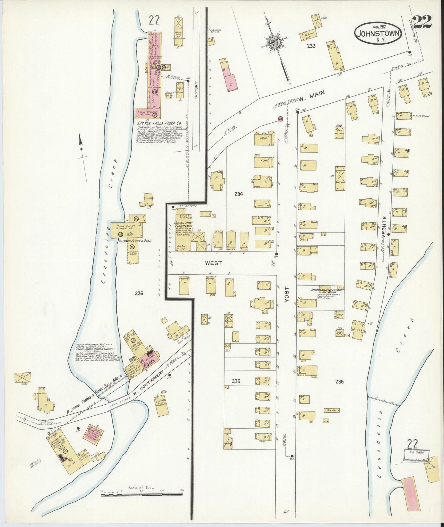 Sanborn Fire Insurance Map from Johnstown, Fulton County, New York (1912), Sheet #0022 - Complete Map Set gallery image, historic Sanborn map, vintage wall art, New York New York