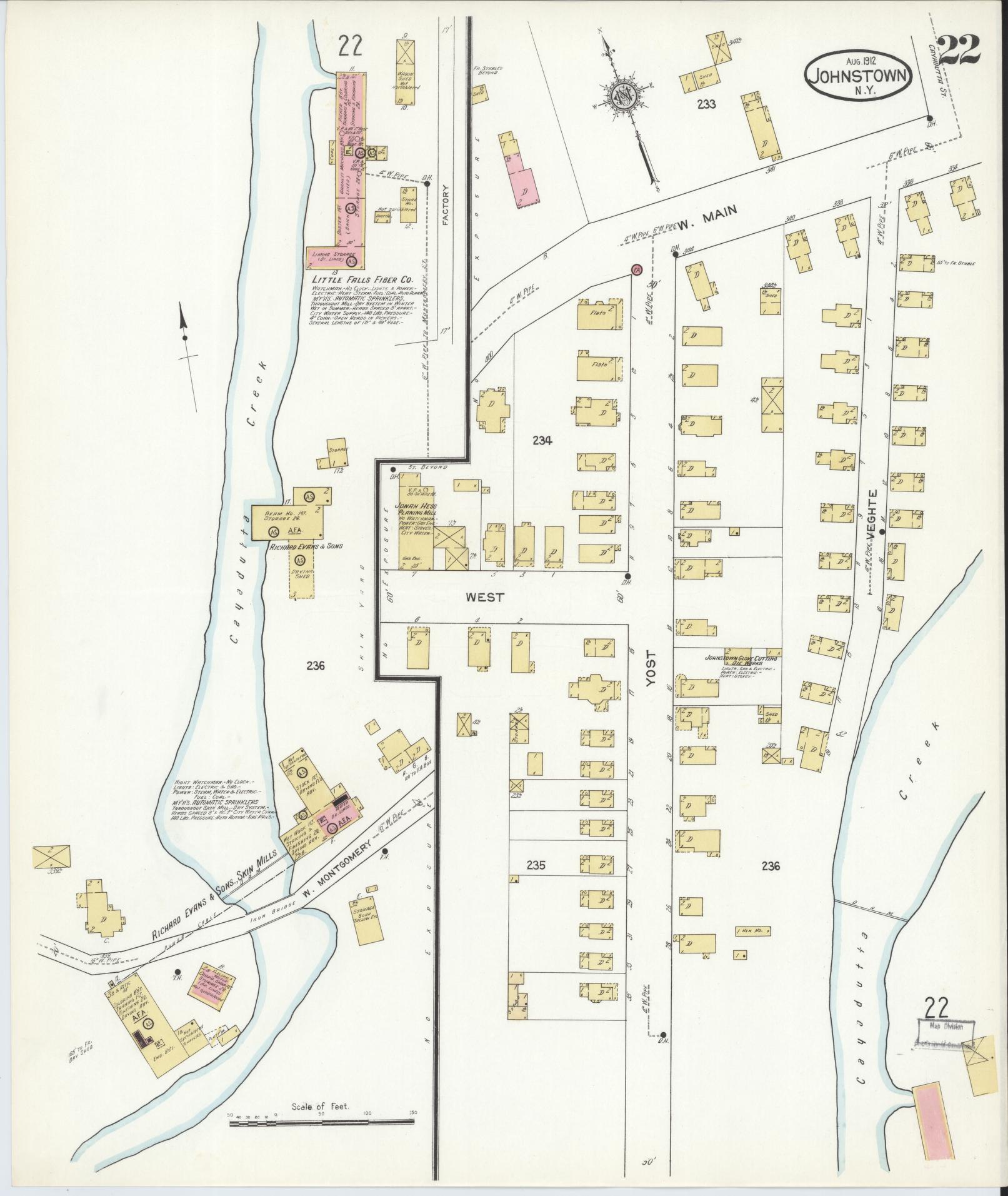Sanborn Fire Insurance Map from Johnstown, Fulton County, New York (1912), Sheet #0022 - Complete Map Set gallery image, historic Sanborn map, vintage wall art, New York New York