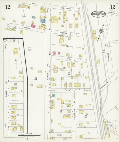 Sanborn Fire Insurance Map from Pleasantville, Westchester County, New York (1924), Sheet #0012 - Historic Sanborn Fire Insurance Map Print, vintage old map wall art, antique decor, genealogy gift, New York New York map