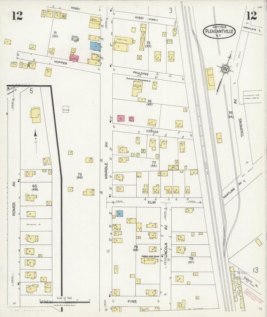 Sanborn Fire Insurance Map from Pleasantville, Westchester County, New York (1924), Sheet #0012 - Historic Sanborn Fire Insurance Map Print, vintage old map wall art, antique decor, genealogy gift, New York New York map