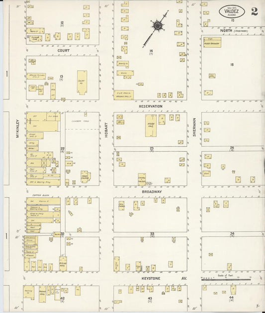 valdez-chitina-whittier, Alaska - 1910 - Sanborn Fire Insurance Map, Sheet 0002 - Historic Sanborn Fire Insurance Map Print, valdez-chitina-whittier Alaska 1910 0002 vintage old map wall art