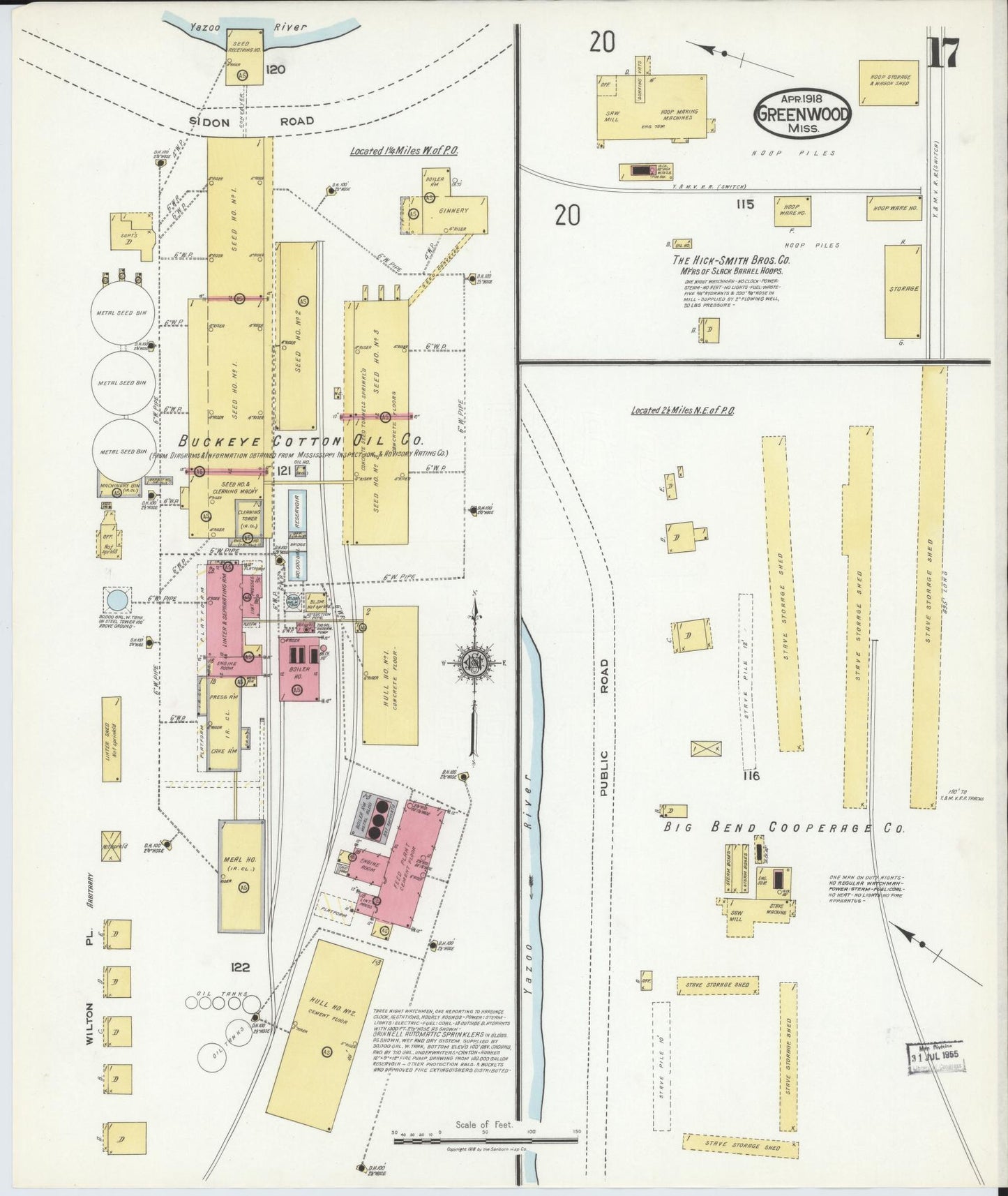 Sanborn Fire Insurance Map from Greenwood, Leflore County, Mississippi (1918), Sheet #0017 - Complete Map Set gallery image, historic Sanborn map, vintage wall art, Mississippi Mississippi