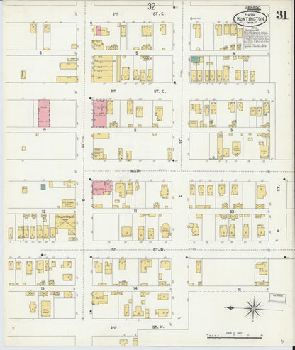 Sanborn Fire Insurance Map from Huntington, Cabell County, West Virginia (1904), Sheet #0031 - Complete Map Set gallery image, historic Sanborn map, vintage wall art, West Virginia West Virginia